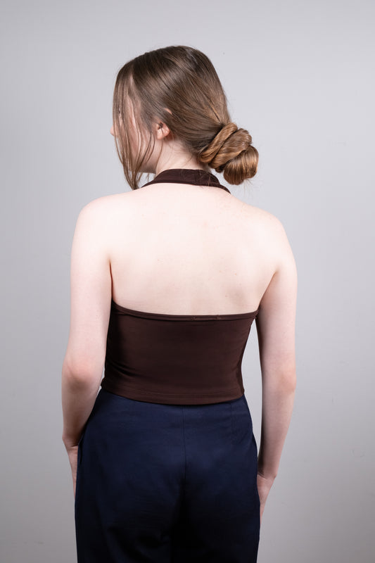 Acı Kahve Halter Yaka Crop