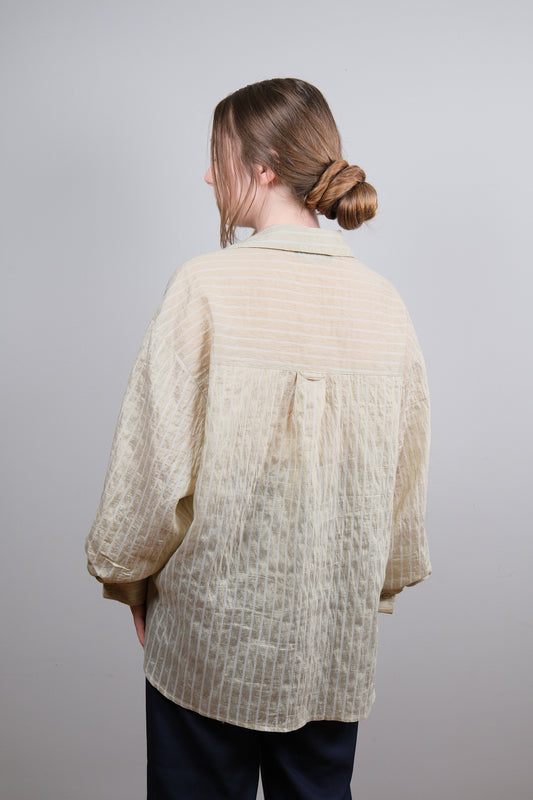 Şifon Yeşil Çizgili Gömlek