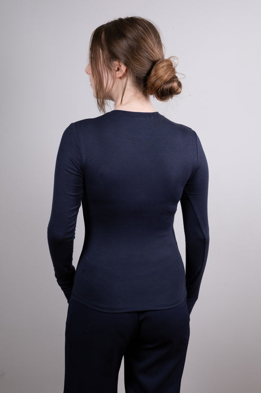 Lacivert Parmak Geçirmeli Body