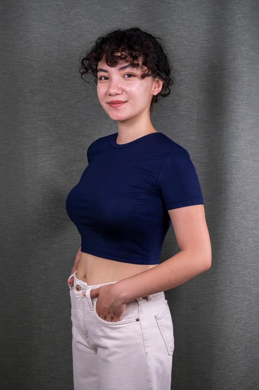 Lacivert Basic Crop