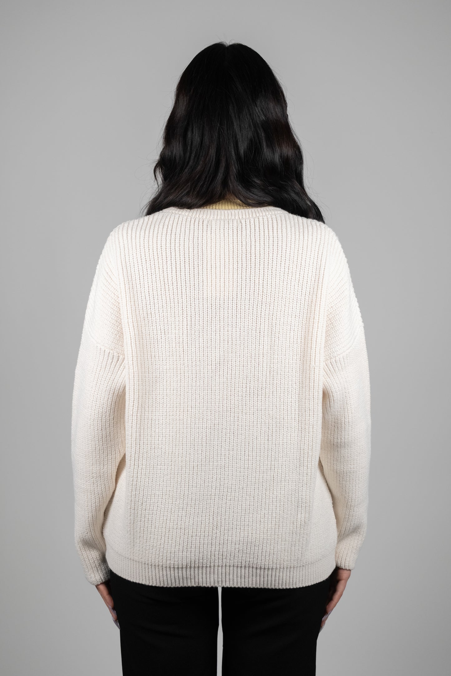 Sarı Yaka Detaylı Krem Kadın Triko Kazak