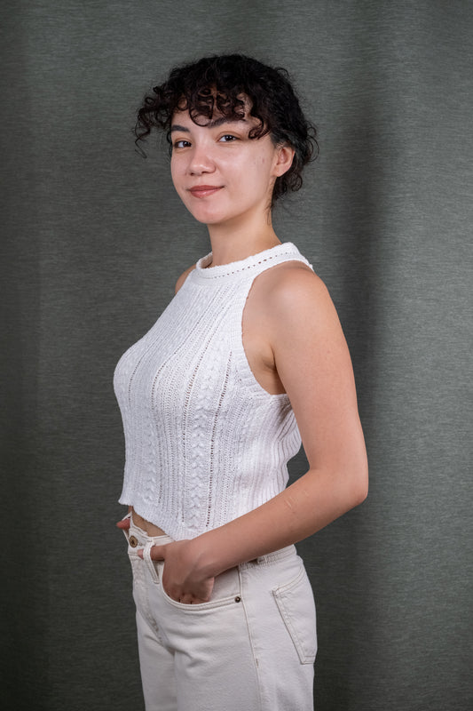 Beyaz Triko Crop