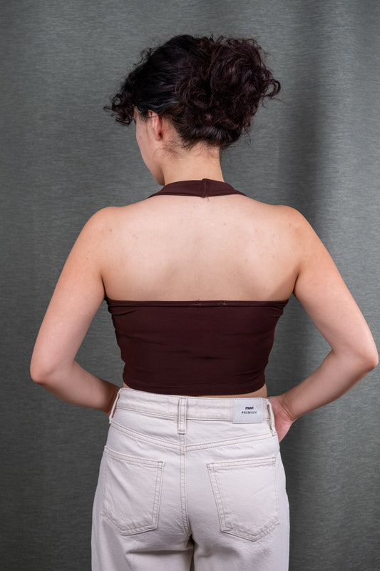 Acı Kahve Halter Yaka Crop