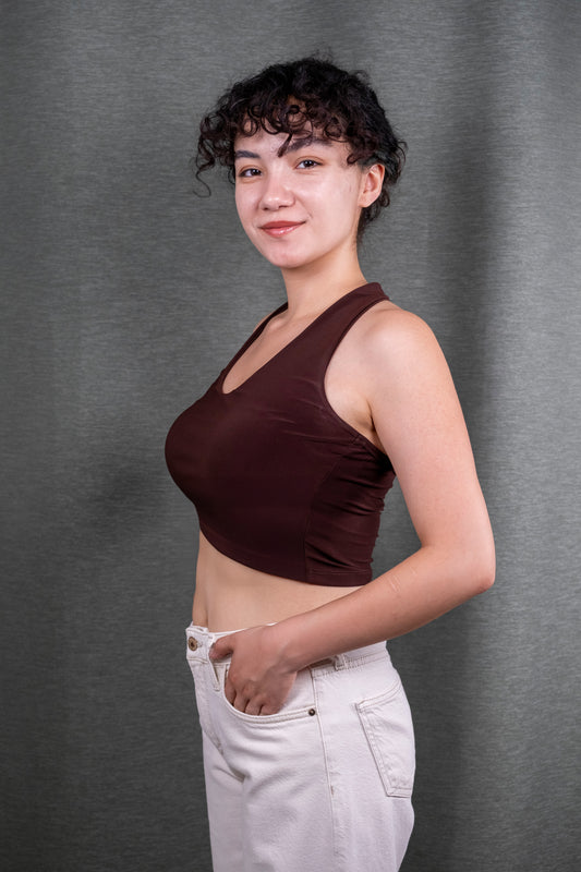 Acı Kahve Halter Yaka Crop