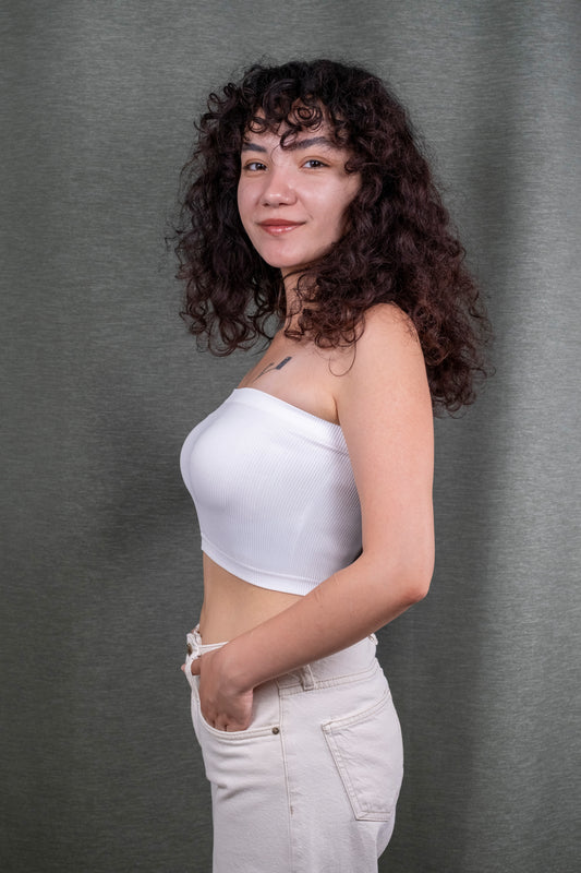 Beyaz Basic Straplez Crop