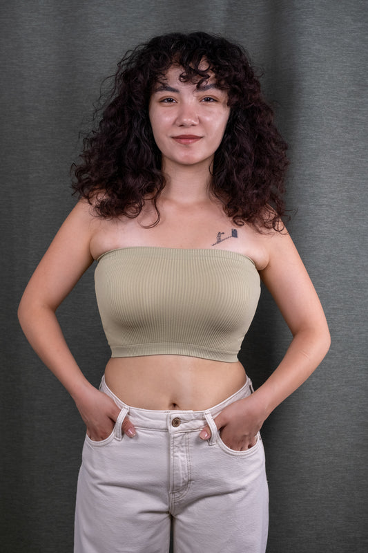 Fıstık Yeşili Basic Straplez Crop
