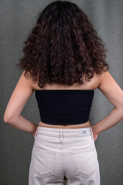 Siyah Basic Straplez Crop