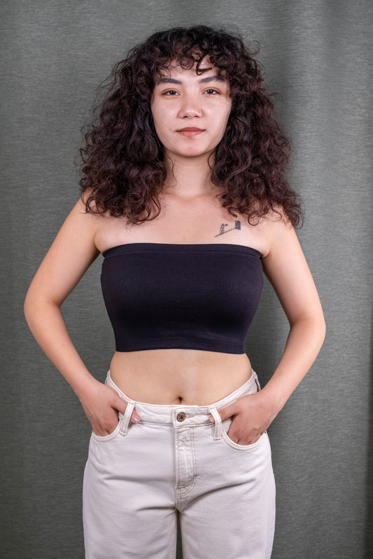 Siyah Basic Straplez Crop