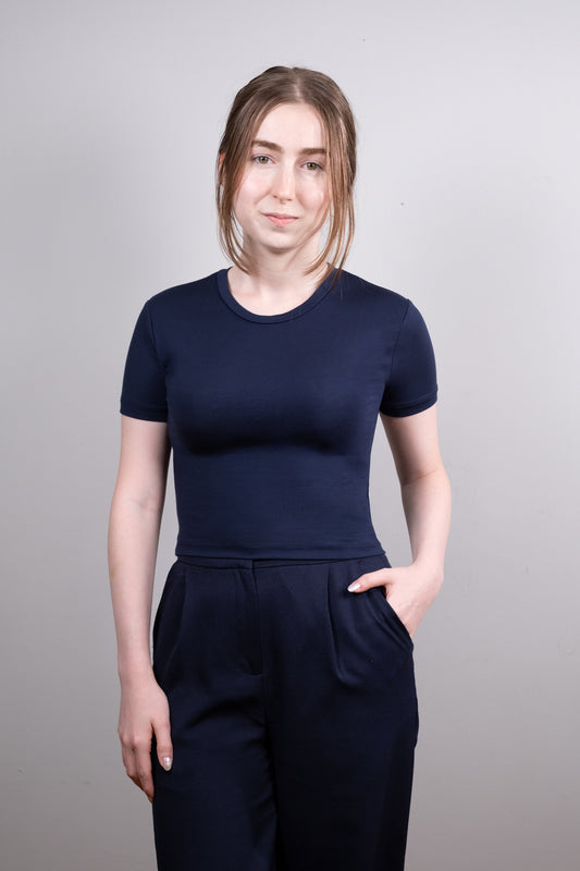 Lacivert Basic Crop