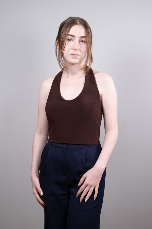 Acı Kahve Halter Yaka Crop