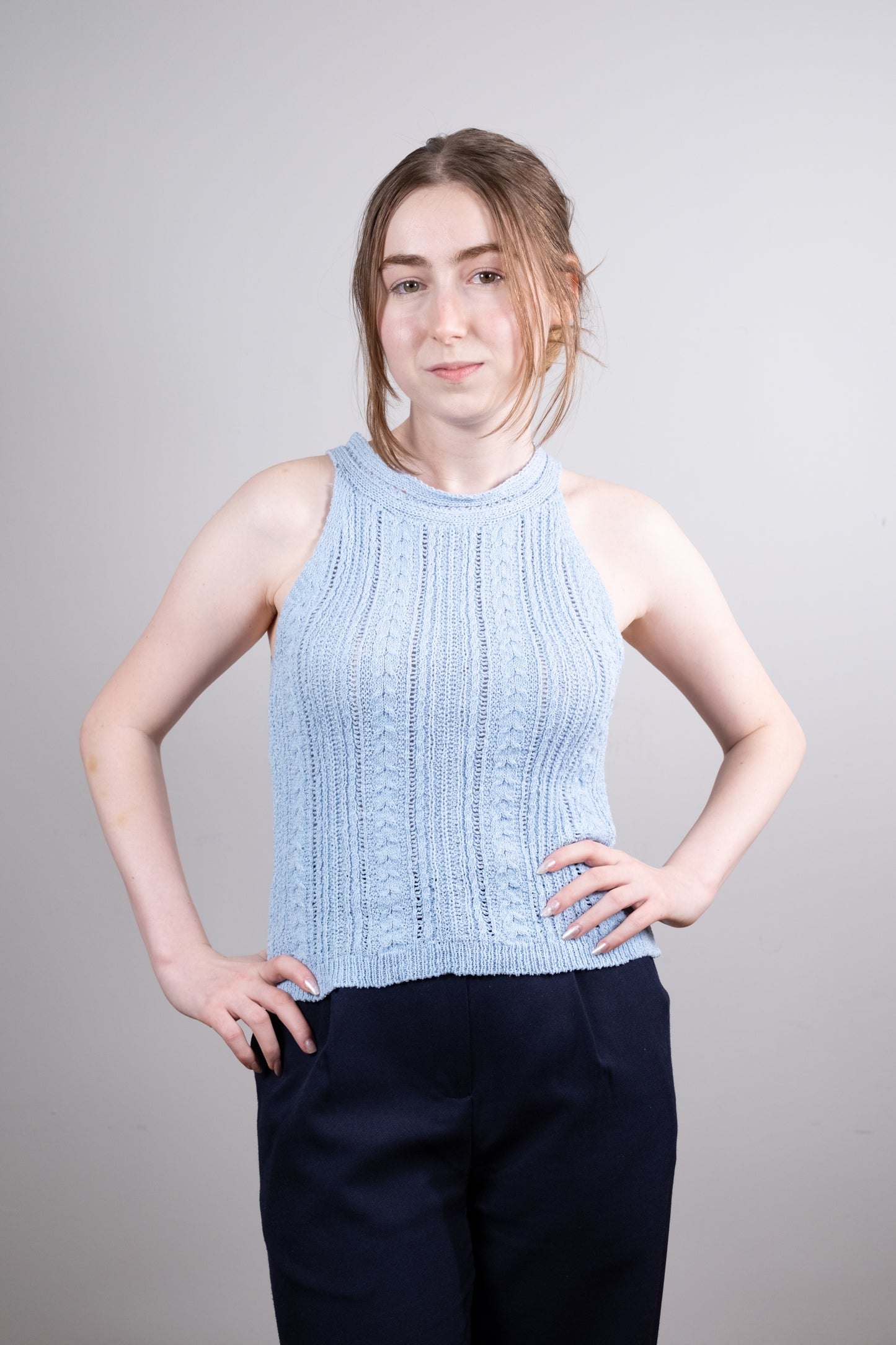 Açık Mavi Triko Crop