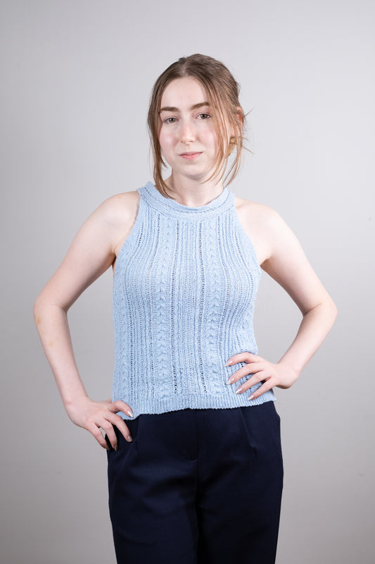 Açık Mavi Triko Crop