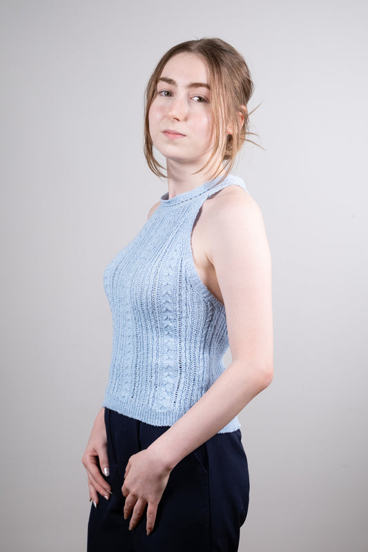 Açık Mavi Triko Crop