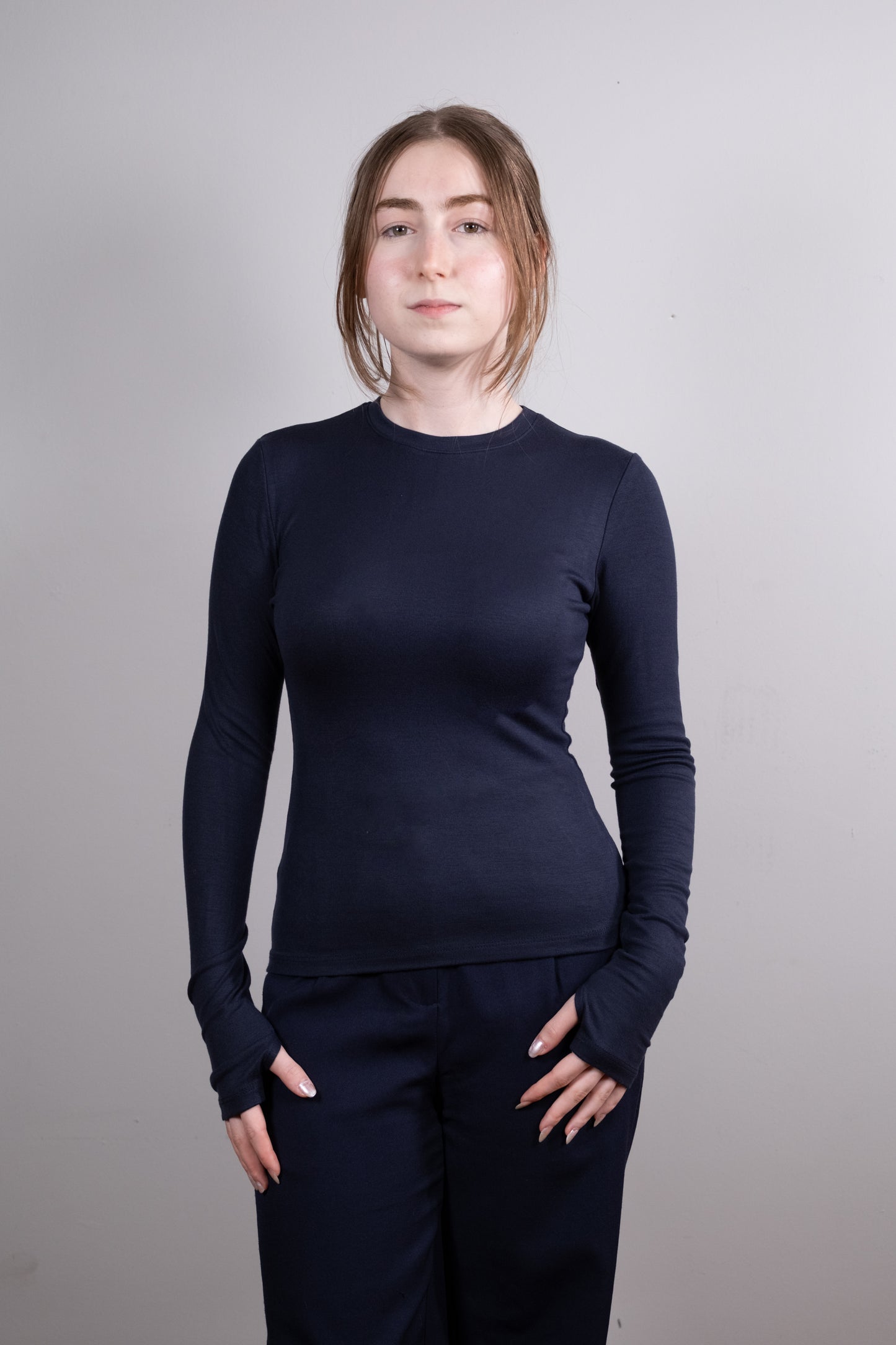 Lacivert Parmak Geçirmeli Body