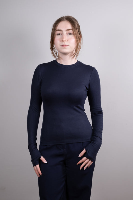 Lacivert Parmak Geçirmeli Body