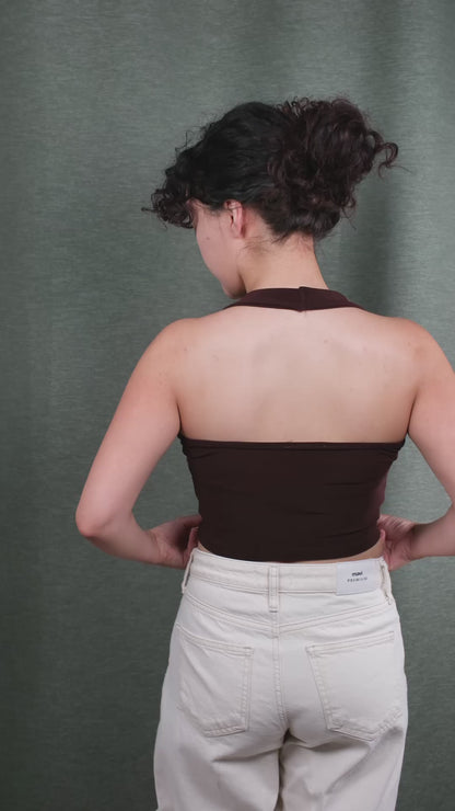Acı Kahve Halter Yaka Crop