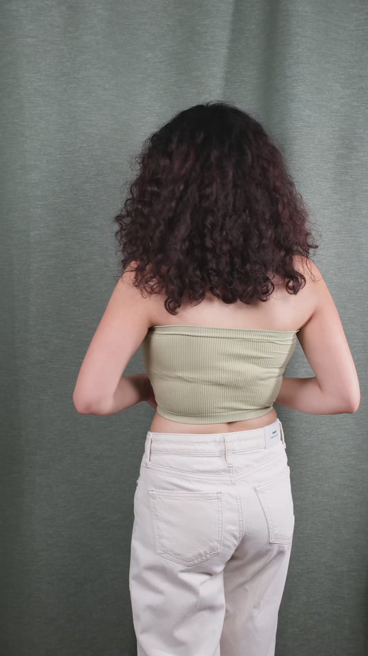 Fıstık Yeşili Basic Straplez Crop