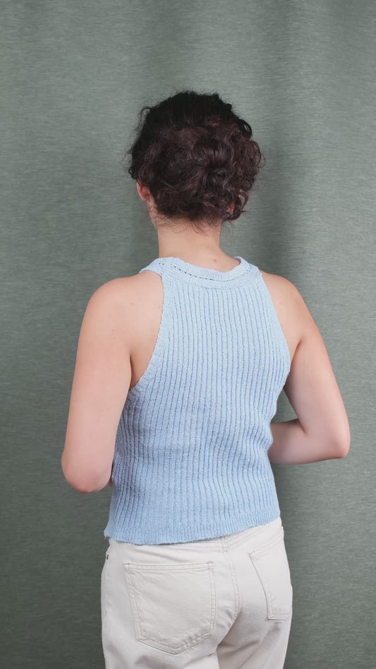 Açık Mavi Triko Crop